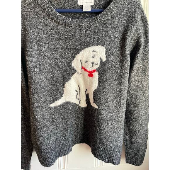 Cupcakes and Cashmere Dog Graphic Sweater Women’s Large, Gray Puppy Knit - Picture 3 of 5